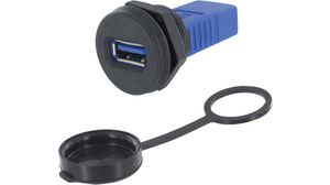 Feed-Through Adapter with Protective Cap, USB 3.0 A Socket - USB 3.0 A Socket