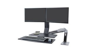 Desk Mount Dual LCD Monitor Arm with Keyboard Tray