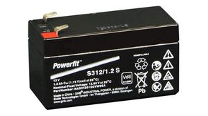 Batterie rechargeable, Plomb-Acide, 12V, 1.2Ah, Borne à lame, 4.8 mm