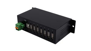 Industrial USB Hub with ESD Surge Protection, 7x USB-A Socket, 2.0, 480Mbps