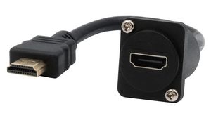 Genomföringsadapter, D-typ, 200mm, HDMI-sockel - HDMI-kontakt