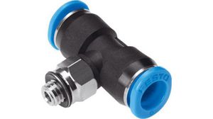 Tee Threaded Adaptor, Push In 4 mm to Push In 4 mm, Threaded-to-Tube Connection Style, 153354