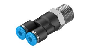 Y-Fitting, Compressed Air, Brass, 43.4mm, R1/4", Male Thread