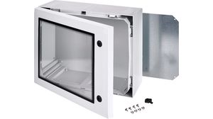 Cabinet, PC-Grey cover with window, 2-point locking, hinges on the short side, 400x500x210mm