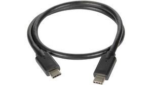Cable, USB C -urosliitin - USB C -urosliitin, 1m, USB 3.2, Musta