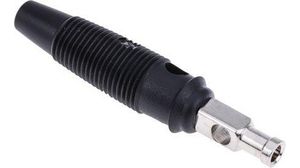 Black Male Banana Plug, 4 mm Connector, Solder Termination, 30A, 30 V ac, 60V dc, Nickel
