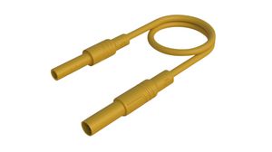 Test Lead, Plug, 4 mm - Socket, 4 mm, Yellow, Nickel-Plated Brass, 1m