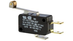 Microrupteur V7, 15A, 1CO, 0.83N, Levier à galet