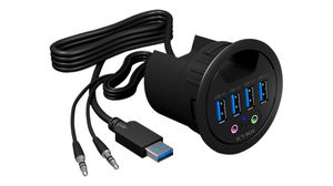 In-Desk Port Replicator, Audio-In/Out / USB-A Plug, Self-Powered, Ports Total 6