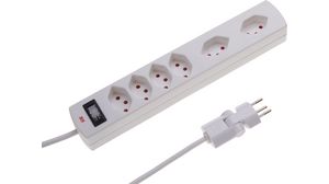 Stopcontactstrip met schakelaar & clip-clap® 6 CH-socket type J (T13) Wit CH-stekker type J (T12)