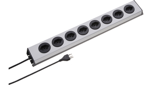 Stopcontact 8x CH-socket type J (T13) - CH-stekker type J (T12) Zwart/zilver 1.5m