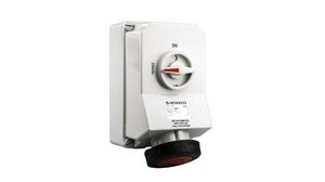 Switchable IP67 Industrial Interlock Socket 3PN+E, Earthing Position 6h, 63A, 400 V