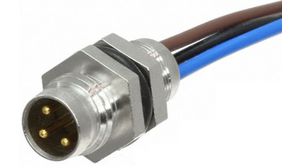 Circular Connector, M8, Plug, Straight, Poles - 3, Wire, Front Mount