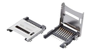 Connecteur de carte mémoire, Charnière, MicroSD, Pôles - 8