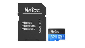 Karta pamięci, microSD, 32GB, 90MB/s, 20MB/s, Czarny / Niebieski
