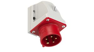 CEE-kontakt, Röd / Vit, 5P, Väggfästen, 4mm², 16A, IP44, 400V