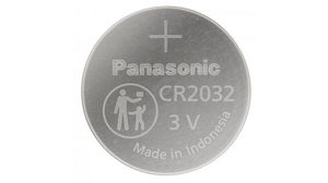 Button Cell Battery, Lithium, CR2032, 3V, 240mAh, Pack of 6 pieces