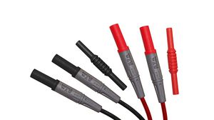 Bezpečnostní zkoušecí kabel, Banánková zástrčka, 4 mm / Banánková zástrčka, 4 mm, 1m, Černý, červený