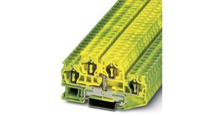 STTB 4-PE Series Green/Yellow Feed Through Terminal Block, 0.08 ... 6mm², Double-Level, Spring