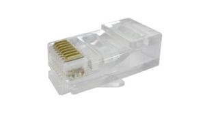 Open-Pass RJ45 Modular Plug, Pack of 25 Pieces, RJ45, CAT6, 3 Positions, 3 Contacts, Pack of 25 pieces