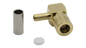 RF Connector, SMB, Brass, Plug, Right Angle, 50Ohm, Cable Mount, Crimp