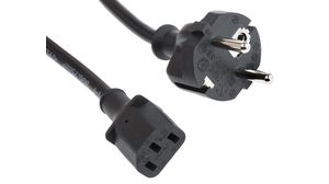 IEC Device Cable IEC 60320 C13 - DE/FR Type F/E (CEE 7/7) Plug 1m Black