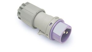 CEE Plug, Purple, 2P, Cable Mount, 16A, IP44, 25V