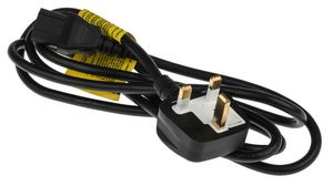 IEC Device Cable IEC 60320 C13 - UK Type G (BS1363) Plug 2m Black