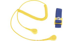 Pasek uziemiający ESD na nadgarstek z przewodem, Niebieski/żółty