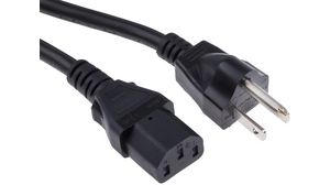 IEC Device Cable IEC 60320 C13 - US Type B Plug 2m Black