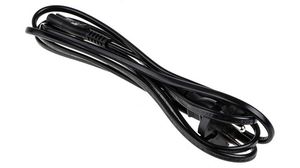 AC Power Cable, IEC 60320 C7 - Euro Type C (CEE 7/16) Plug, 2m, Black
