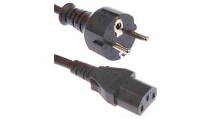 AC Power Cable, DE/FR Type F/E (CEE 7/7) Plug - IEC 60320 C13, 3m, Black