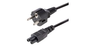 AC Power Cable, DE/FR Type F/E (CEE 7/7) Plug - IEC 60320 C5, 3m, Black