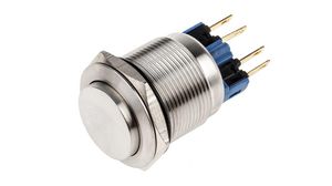 Pushbutton Switch Latching Function 1CO, 22mm Panel Mount Silver
