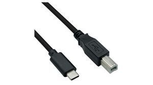 Cable, USB-C Plug - USB-B Plug, 1.8m, USB 2.0, Black
