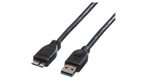 Cable, Wtyk USB A - Wtyk USB Micro-A, 2m, USB 3.0, Czarny