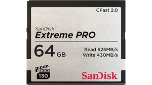 Karta pamięci, CFast, 64GB, 525MB/s, 430MB/s, Czarny