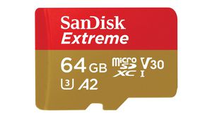Teollinen muistikortti, microSD, 64GB, 170MB/s, 80MB/s, Kulta / Punainen