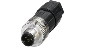 Circular Connector, M12, Plug, Straight, Poles - 5, Push-In, Cable Mount
