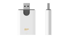 Memory Card Reader, External, Number of Slots 2, USB-A 3.0, White