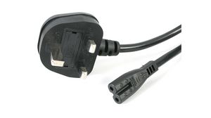 IEC Device Cable UK Type G (BS1363) Plug - IEC 60320 C7 1m Black