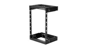 Open frame-rack med 2 stolper og justerbar dybde, 15U, Stål, 90kg, Sort