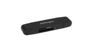 Memory Card Reader and Writer, External, Number of Slots 2, USB-C 3.0/USB-A 3.0, Black