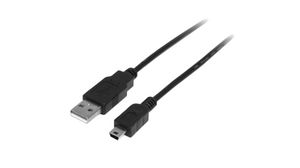 Kabel, USB A-Stecker - USB Mini-B, 1m, USB 2.0, Schwarz