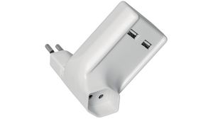 Forgreningsplugg 1x CH type J- kontakt (T13) / 2x USB - CH type J-kontakt (T12) 250V Hvit