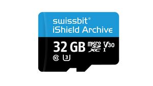 Industrial Memory Card, microSD, 32GB, 39MB/s, 37MB/s, Black / Blue