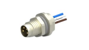 Circular Connector, M8, Plug, Straight, Poles - 4, Wire, Panel Mount