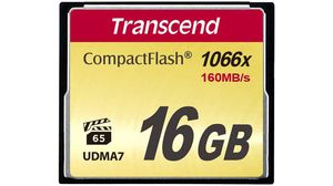 Minneskort, CompactFlash (CF), 16GB, 160MB/s, 120MB/s, Svart