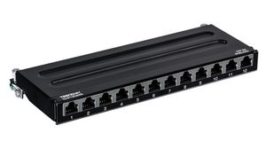 Patch Panel, 12 Ports, Shielded, CAT6a, Wall Mount, 75mm