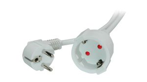 Extension Cable PVC DE/FR Type F/E (CEE 7/7) Plug - DE Type F (CEE 7/3) Socket 5m White